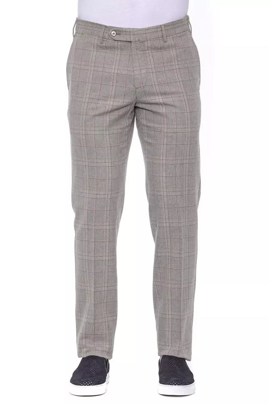 Elegant Beige Prince of Wales Trousers