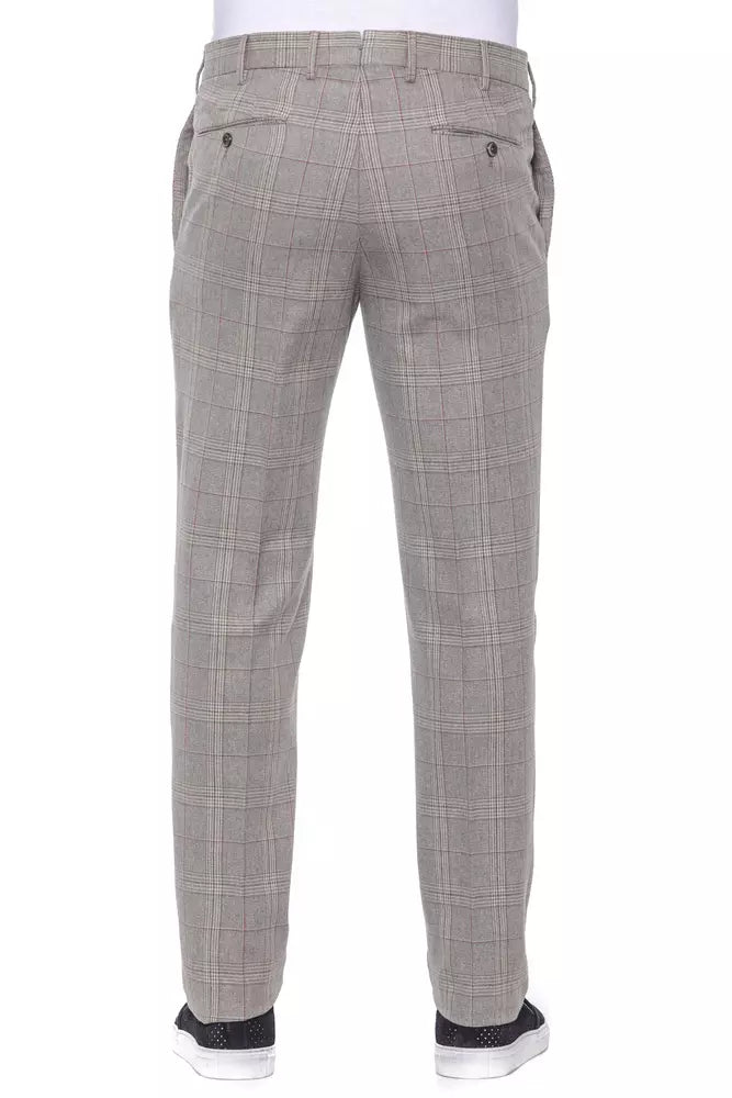 Elegant Beige Prince of Wales Trousers