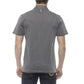 Elegant Embroidered Gray Cotton Polo