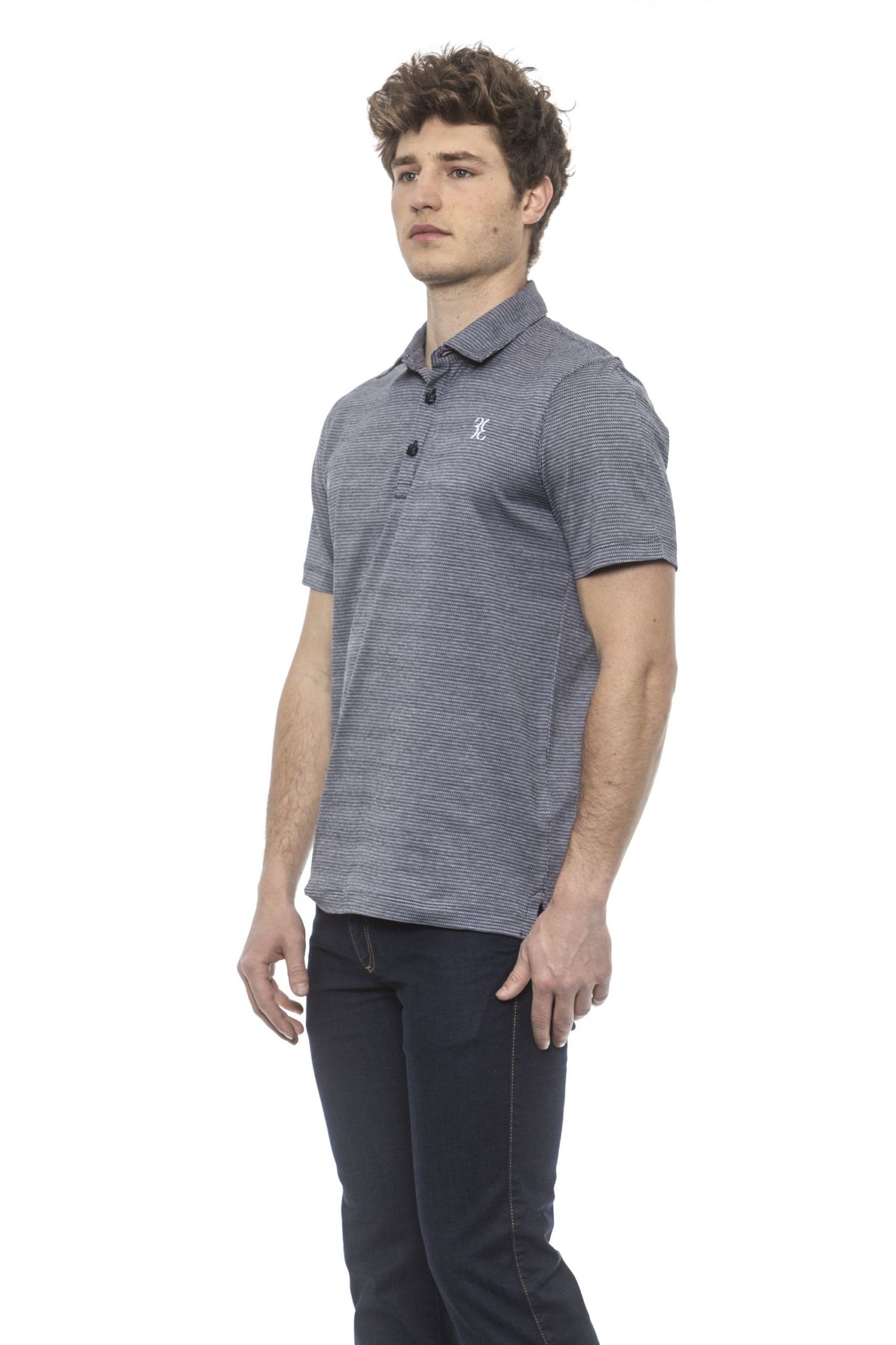Elegant Embroidered Blue Polo