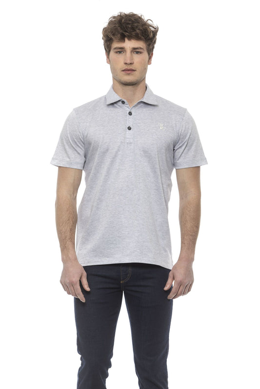 Exquisite Gray Embroidered Cotton Polo