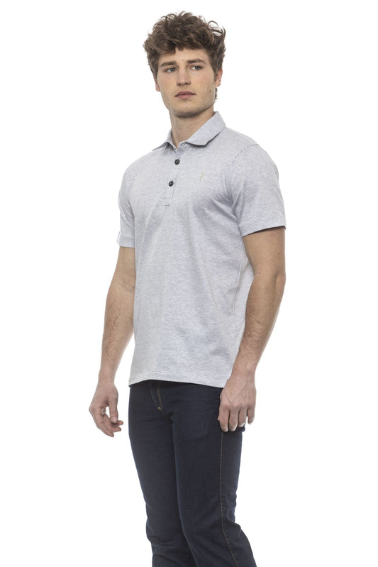 Exquisite Gray Embroidered Cotton Polo