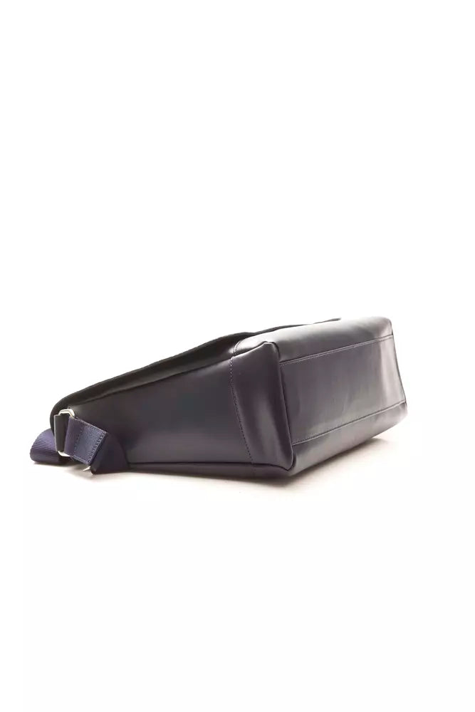 Elegant Blue Leather Messenger Bag