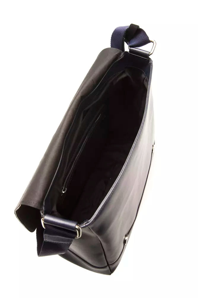 Elegant Blue Leather Messenger Bag