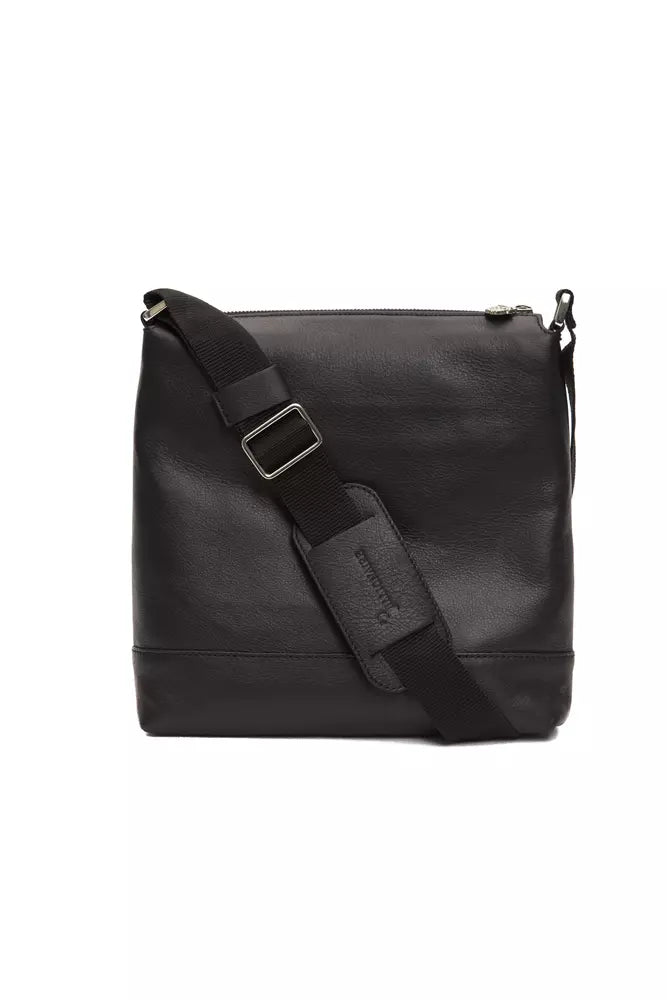 Italian Couture Black Leather Messenger Bag