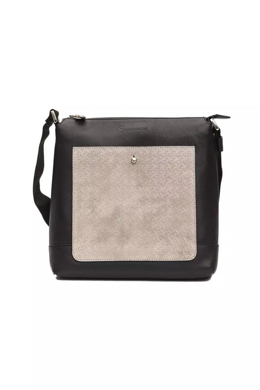 Italian Couture Black Leather Messenger Bag