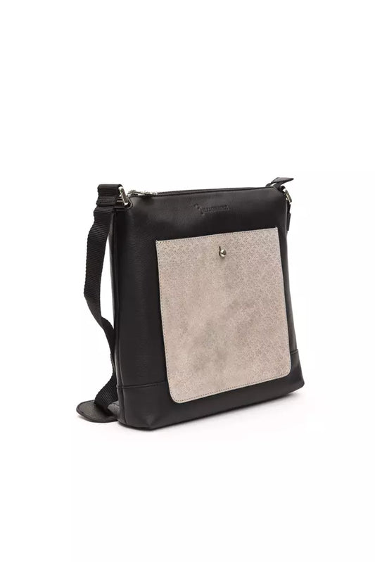 Italian Couture Black Leather Messenger Bag
