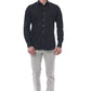 Sleek Black Slim Fit French Collar Shirt