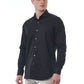 Sleek Black Slim Fit French Collar Shirt