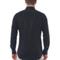 Sleek Black Slim Fit French Collar Shirt