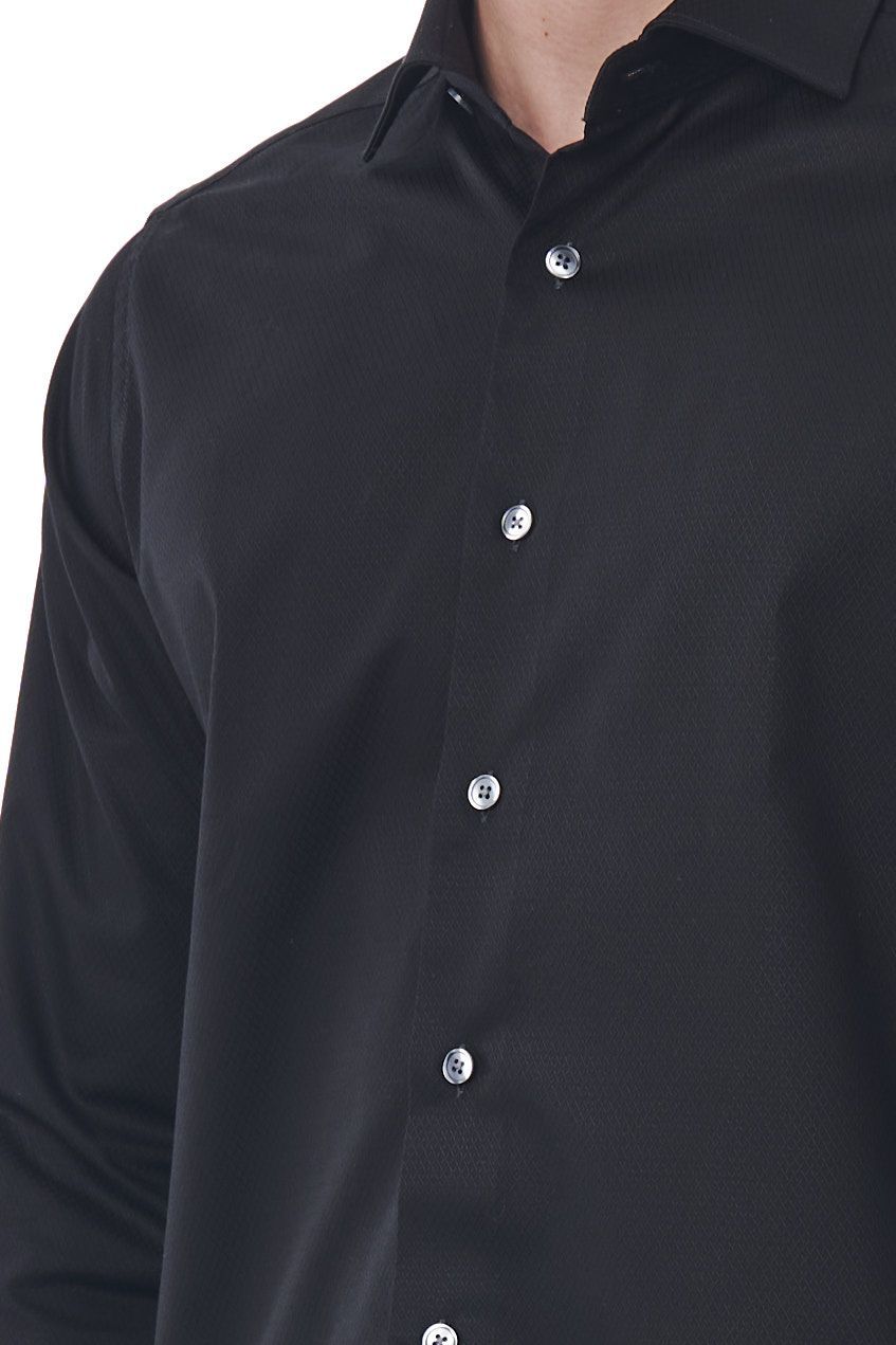 Sleek Black Slim Fit French Collar Shirt