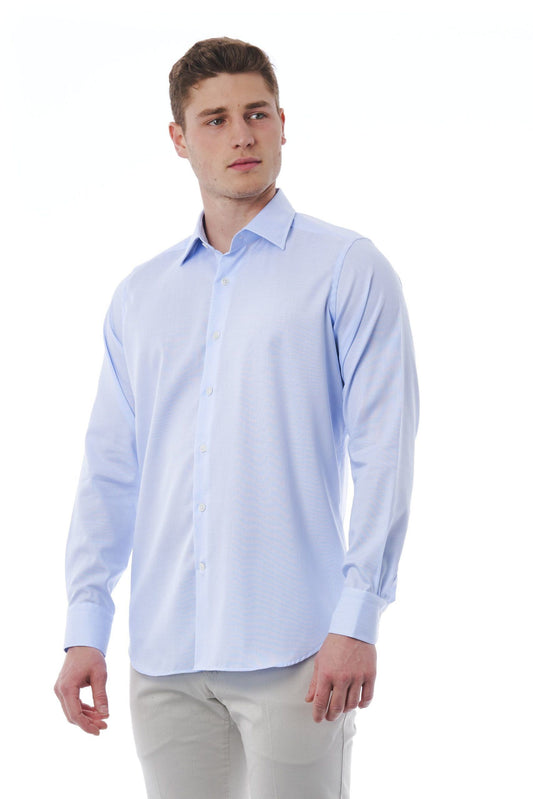 Elegant Light-Blue Cotton Shirt for Men