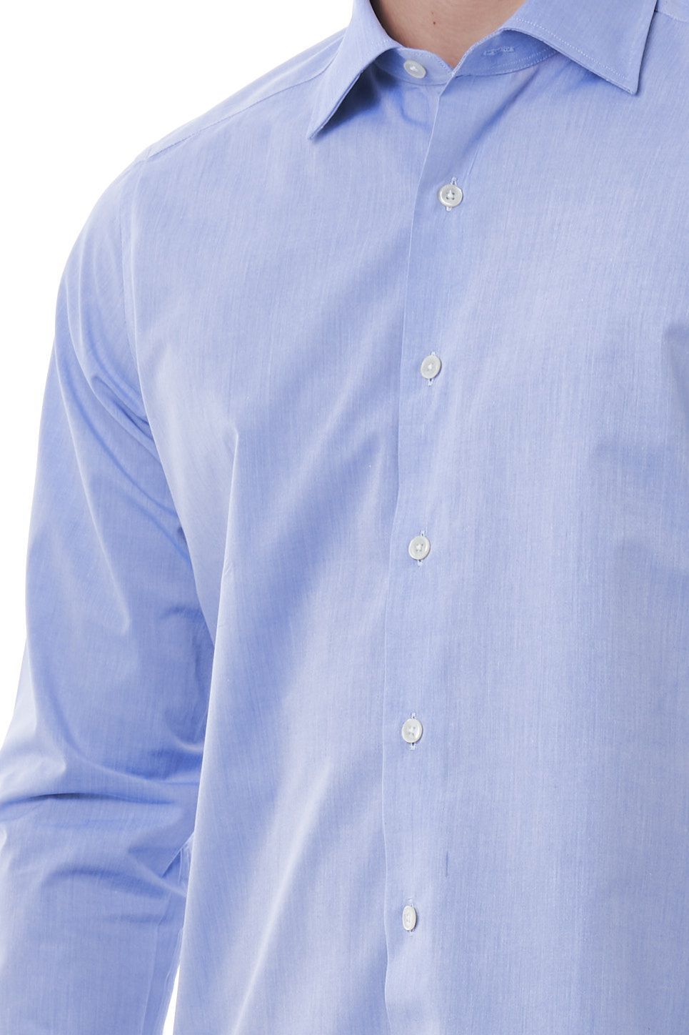 Elegant Light-Blue Italian Collar Shirt