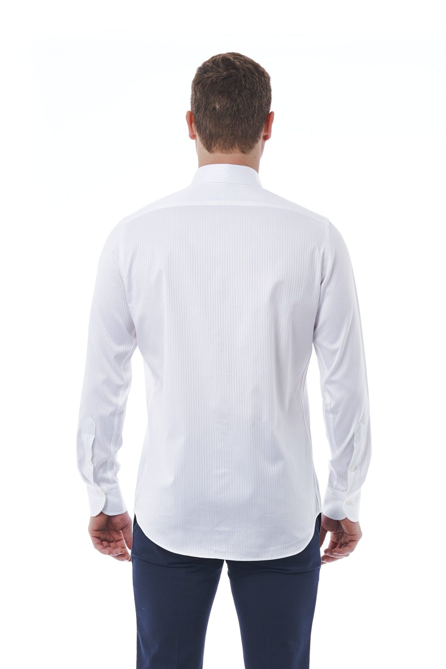 Elegant White Italian Collar Shirt