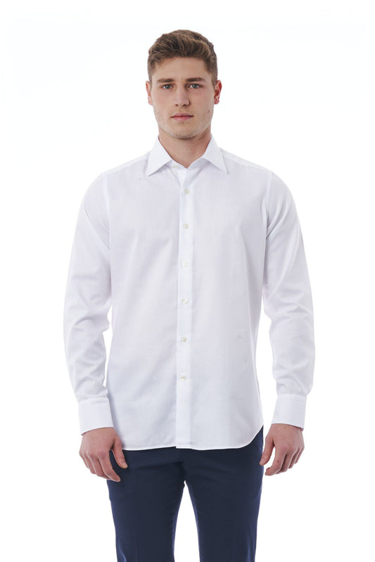 Elegant White Italian Collar Shirt