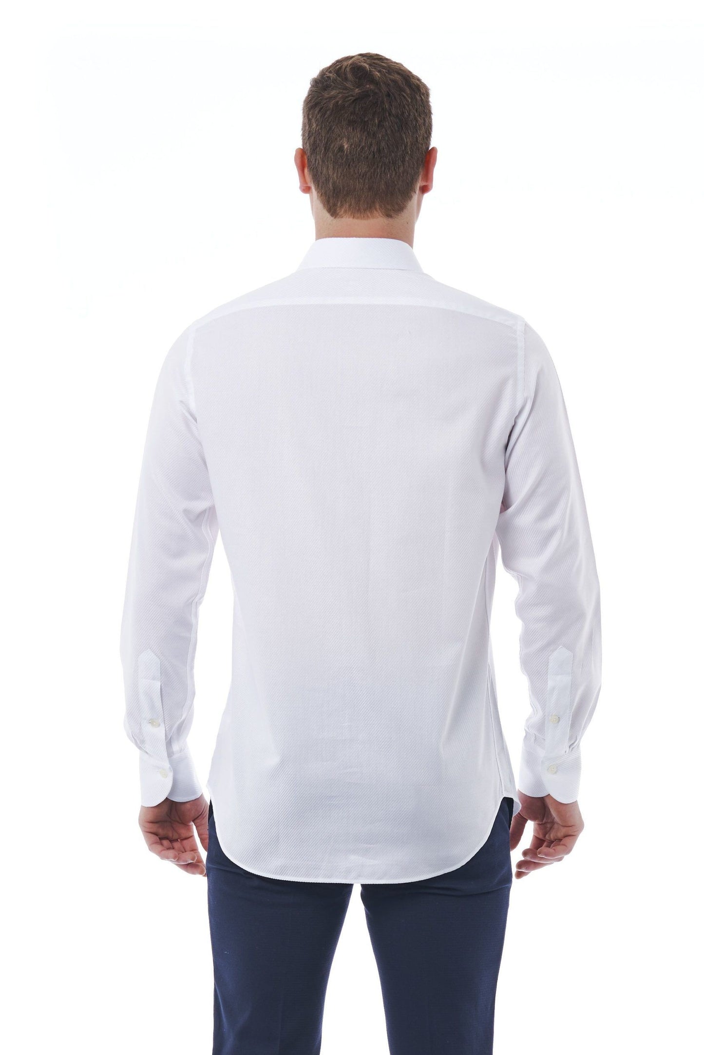Elegant White Italian Collar Shirt