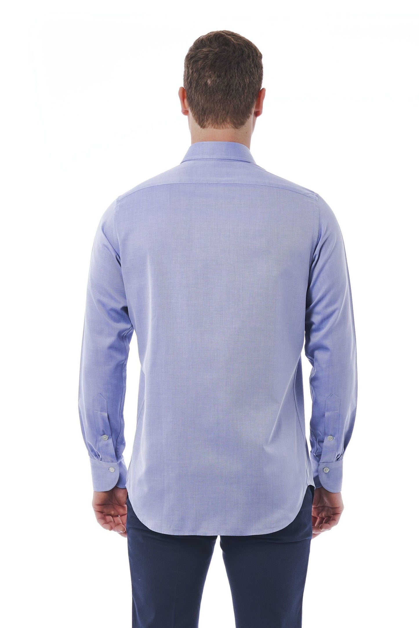 Elegant Light-Blue Italian Collar Shirt