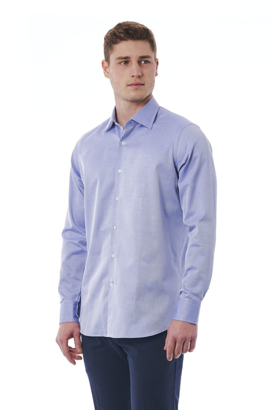 Elegant Light-Blue Italian Collar Shirt