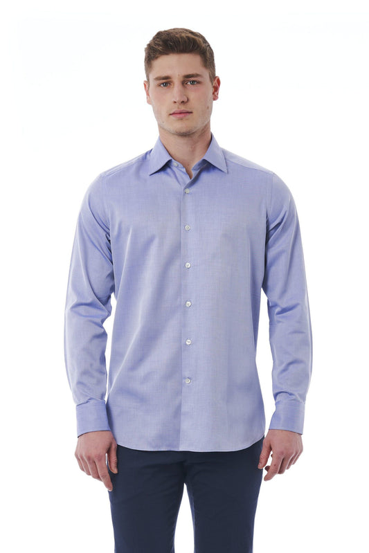 Elegant Light-Blue Italian Collar Shirt