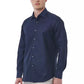 Elegant Blue Regular Fit Italian Collar Shirt