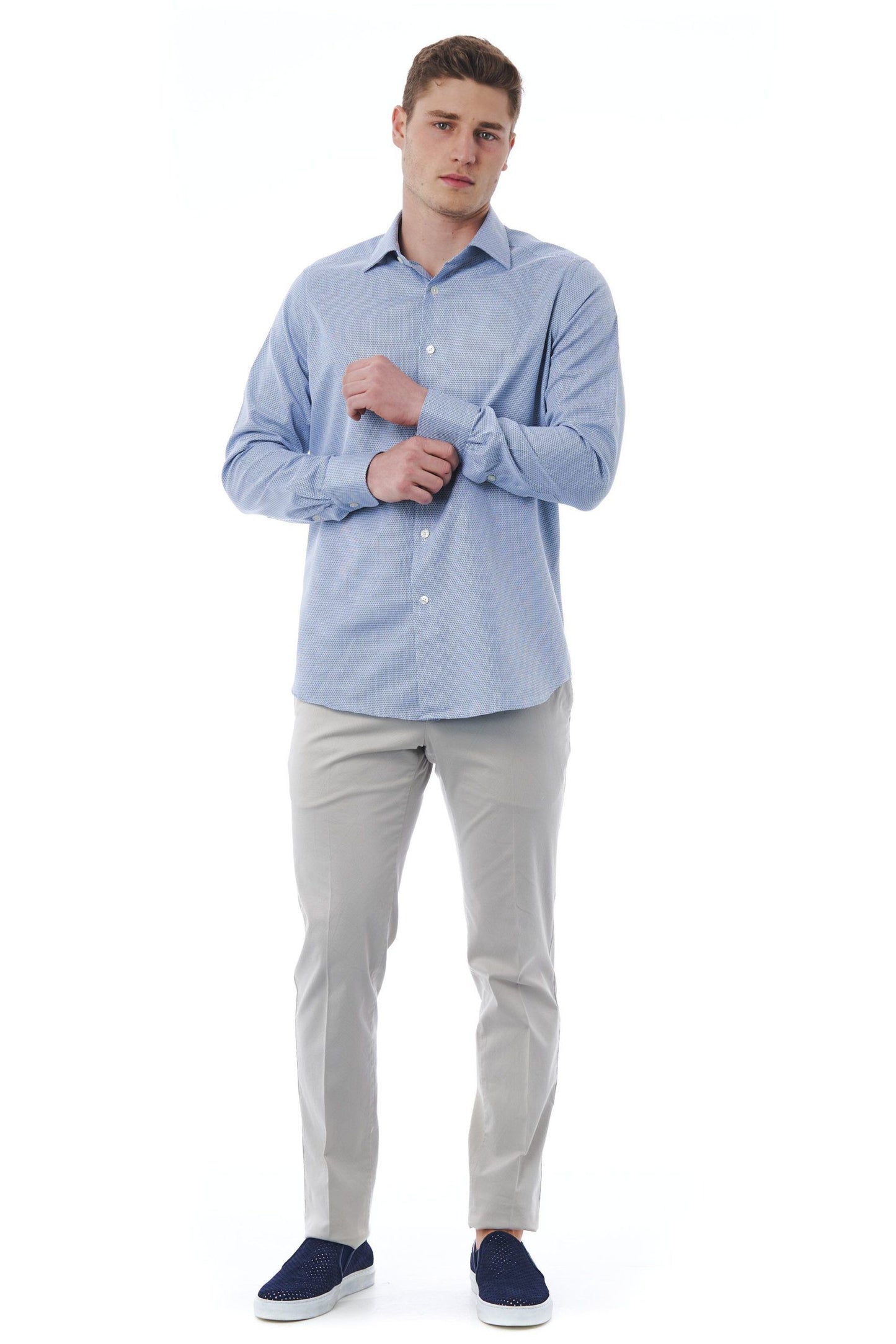Classic Italian Collar Light-Blue Shirt