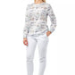 Elegant Fantasy Print Round Neck Cotton Blouse