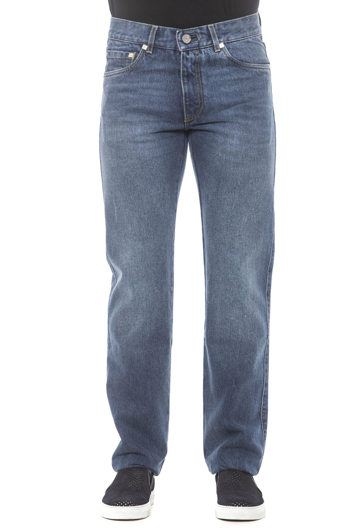 Elegant Italian Embroidered Cotton Jeans