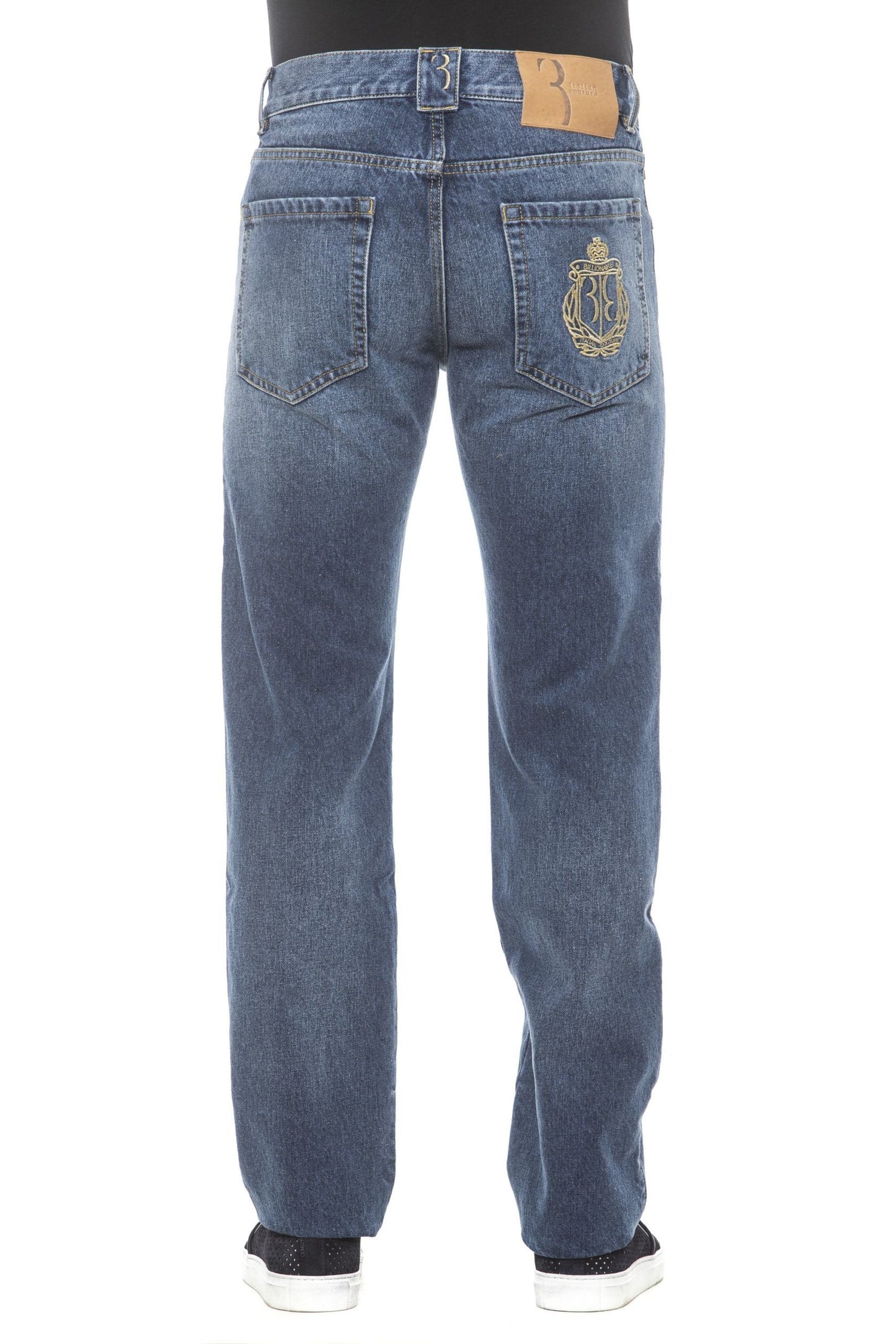 Elegant Italian Embroidered Cotton Jeans