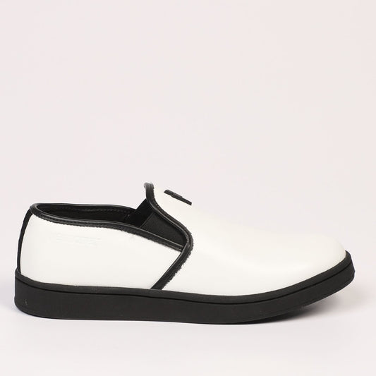 Chic White Textile-Leather Sneakers