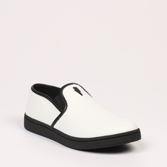 Chic White Textile-Leather Sneakers