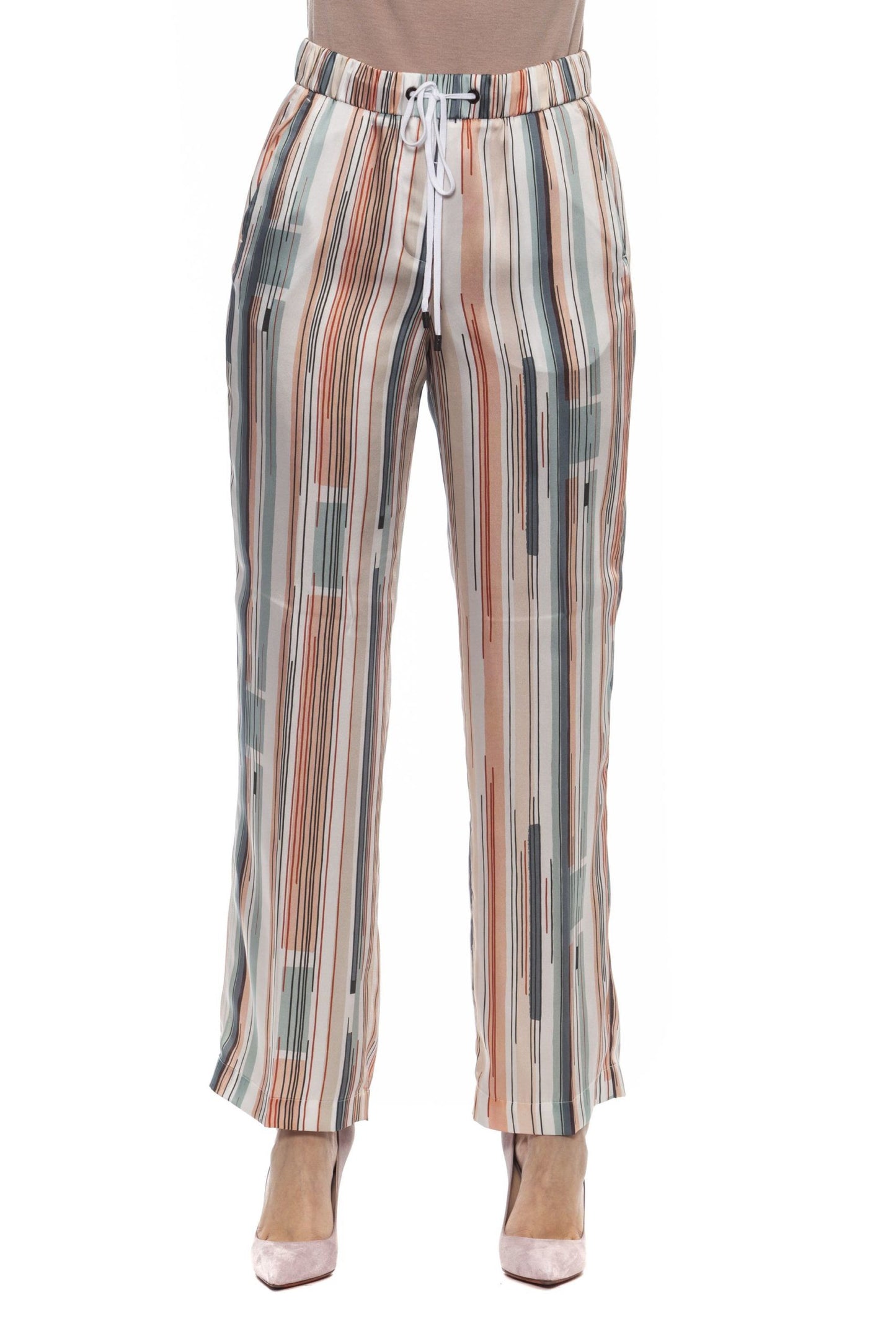 Elegant Palazzo Pants in Multicolor Gabardine