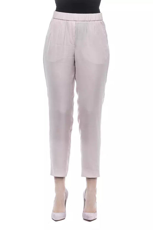 Elegant Pink High-Waist Gabardine Trousers
