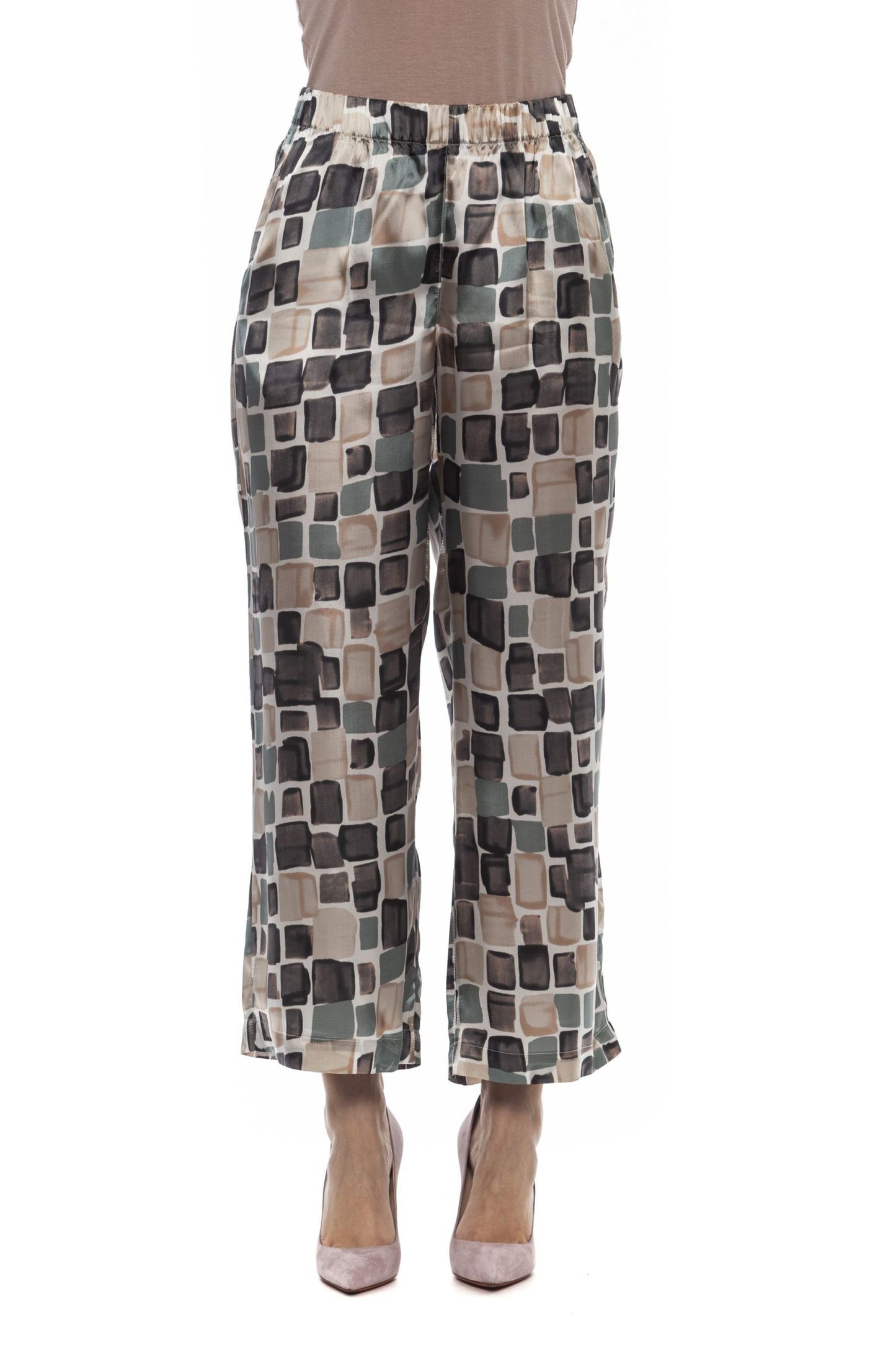 Elegant Palazzo Pants in Multicolor Gabardine