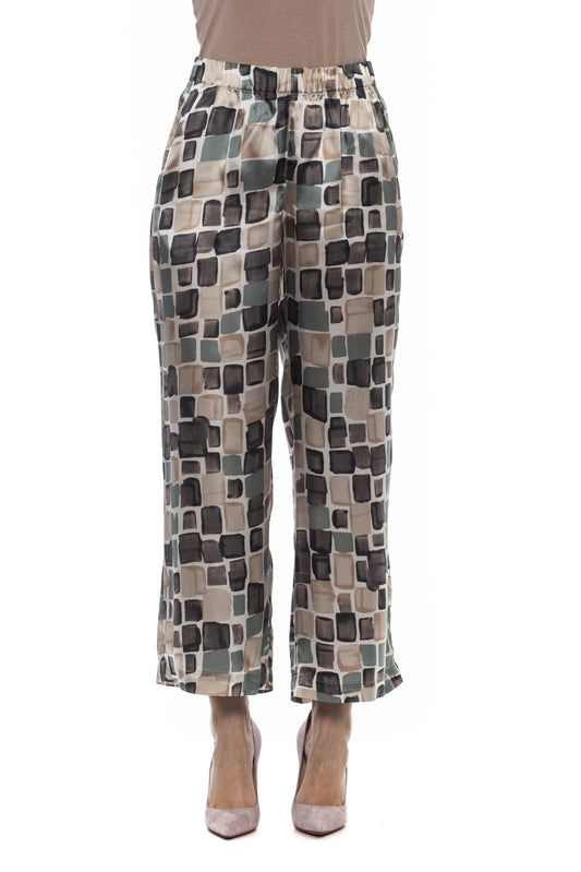 Elegant Palazzo Pants in Multicolor Gabardine