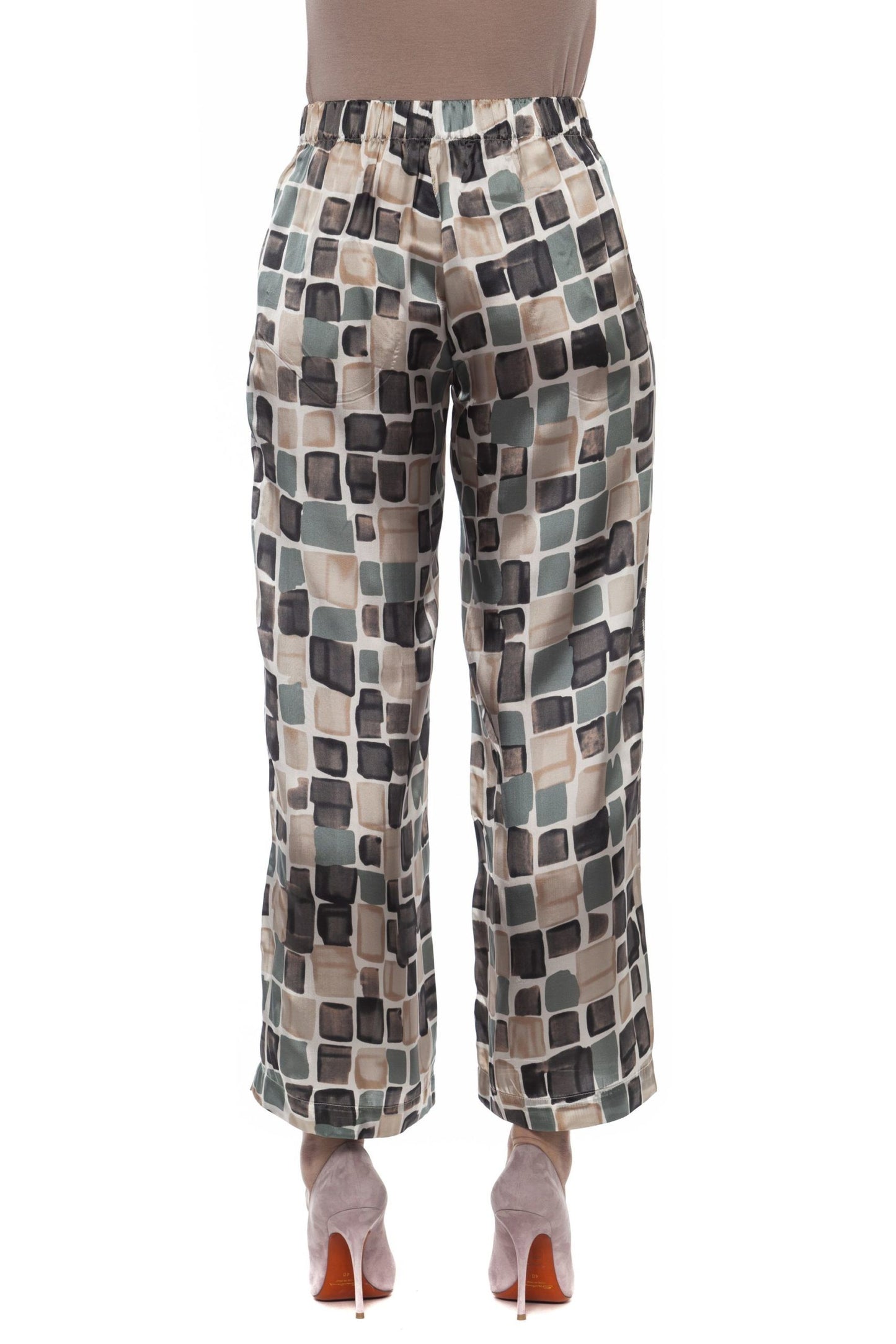 Elegant Palazzo Pants in Multicolor Gabardine