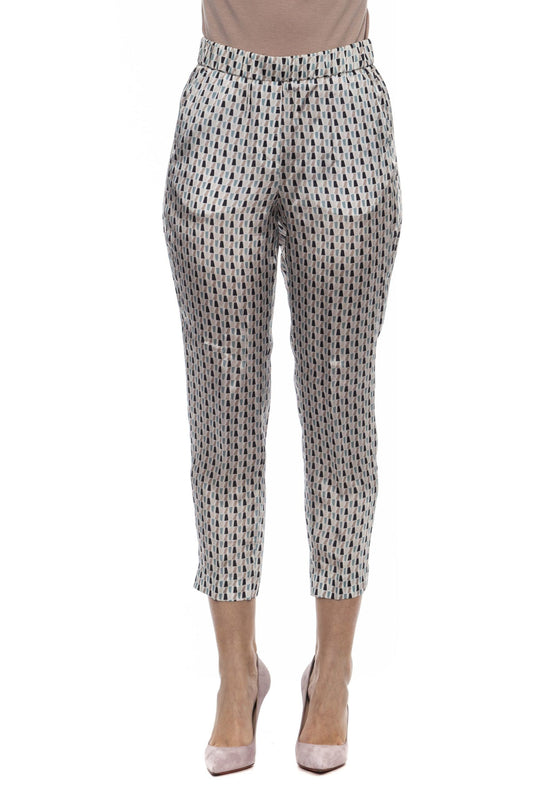 Elegant White Gabardine High-Waist Pants
