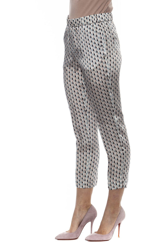 Elegant White Gabardine High-Waist Pants