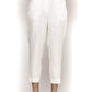 Elegant White Linen Trousers - High-Waisted Fit