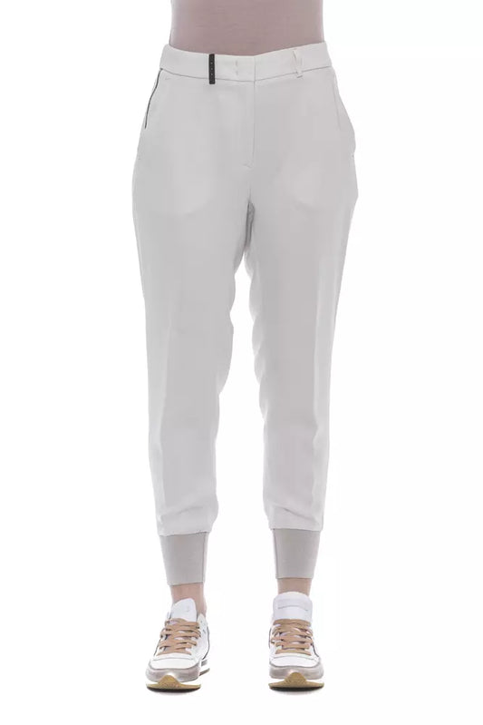 Elegant Beige Gabardine Trousers with Pockets