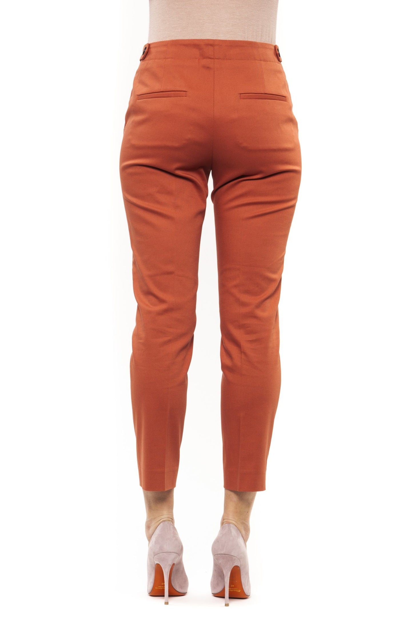 Chic Orange Cotton Stretch Trousers