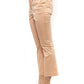 Elegant Beige High-Waist Flared Ankle Pants