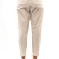 Elegant Beige High-Waist Pants with Grosgrain Belt