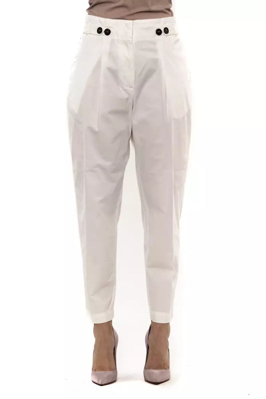 Elegant White Ankle Trousers with Pleats