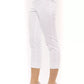 Chic White Ankle Slit Cotton Trousers
