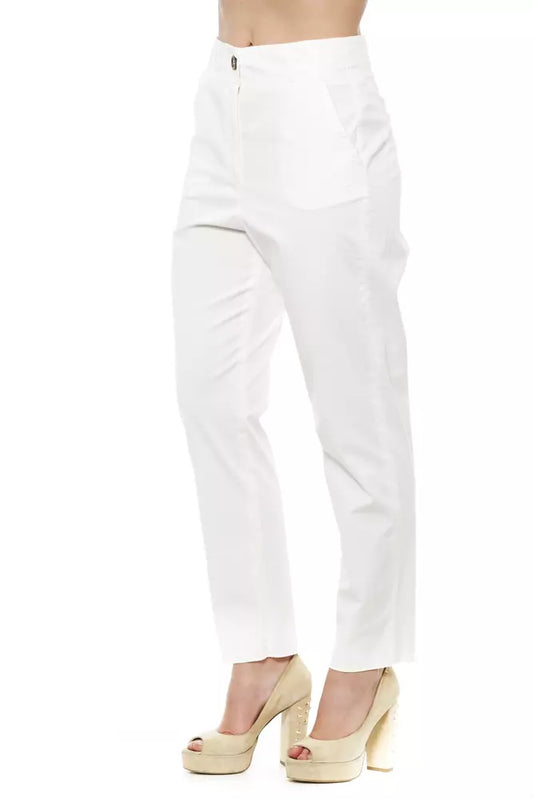 Elegant Regular Waist White Trousers
