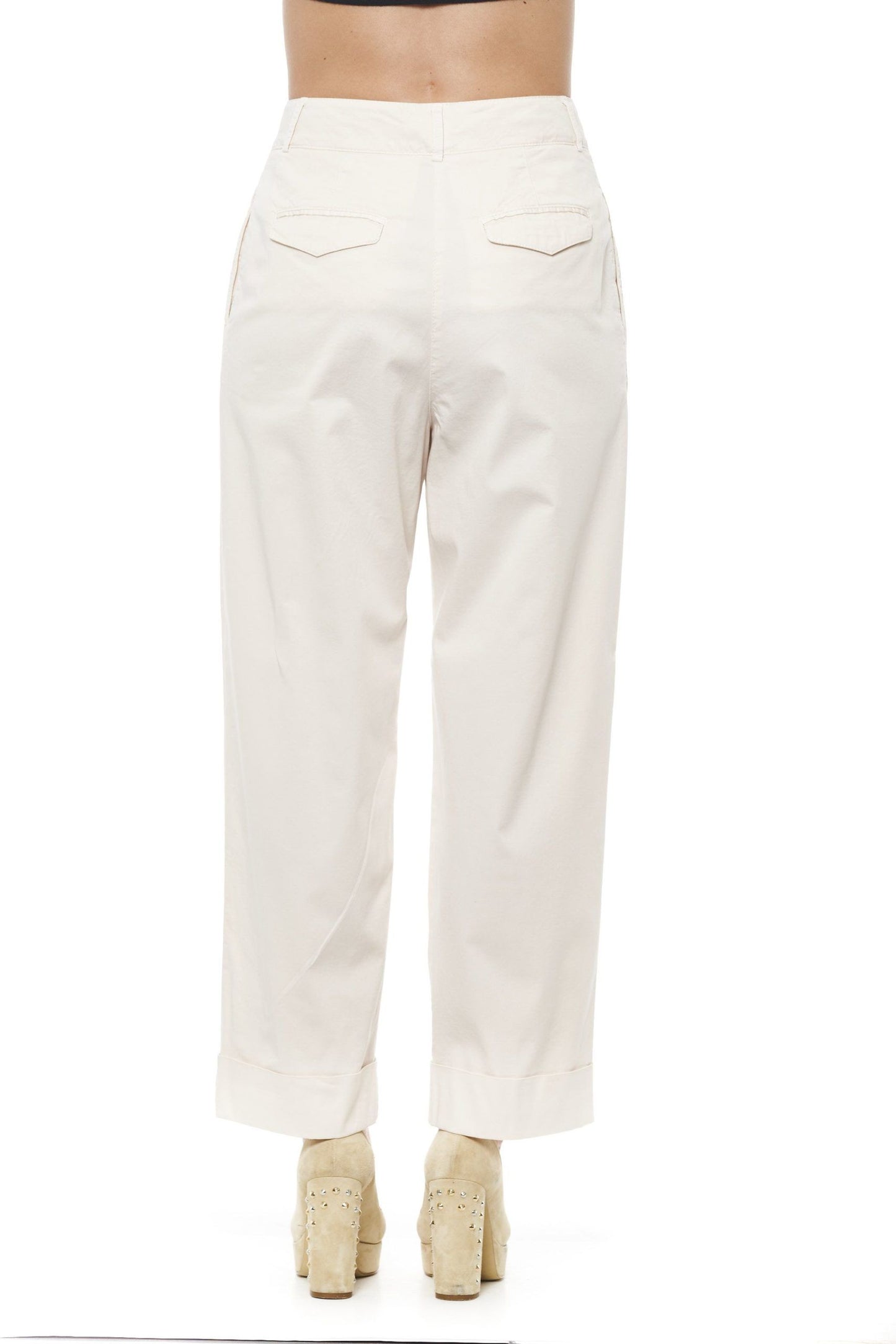 Elegant Beige Wide Palazzo Pants