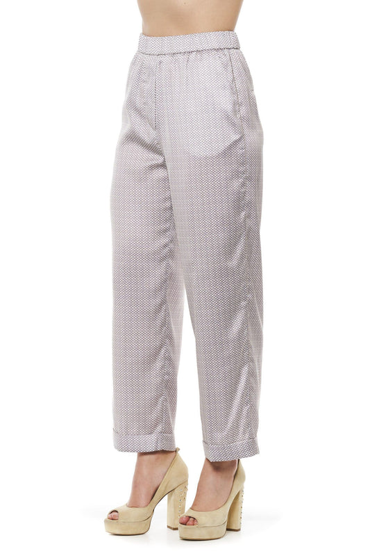 Elegant Geometric Palazzo Pants in Beige