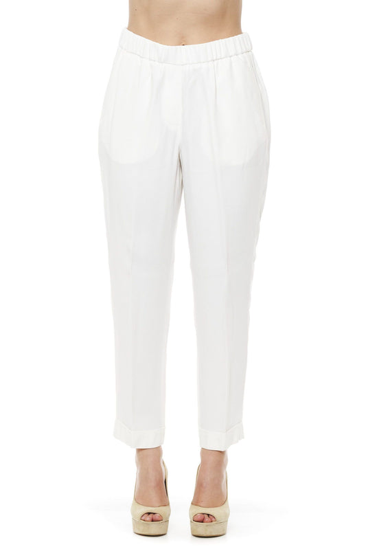 Chic White Trousers with a Comfortable Elastic Waist