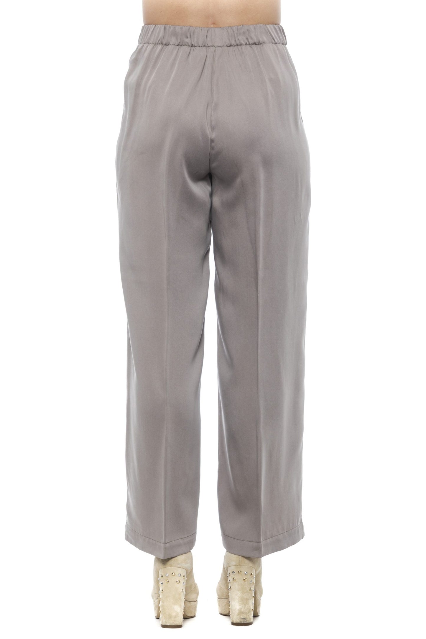 Elegant Beige Palazzo Pants with Elastic Waist