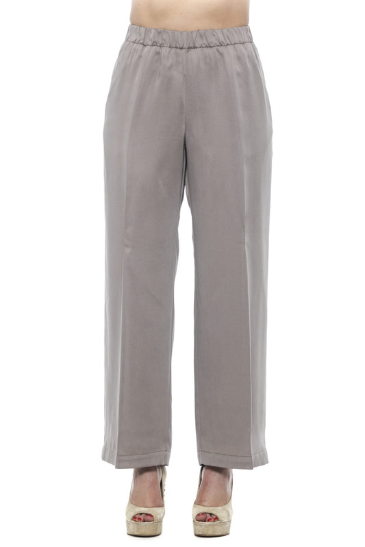 Elegant Beige Palazzo Pants with Elastic Waist